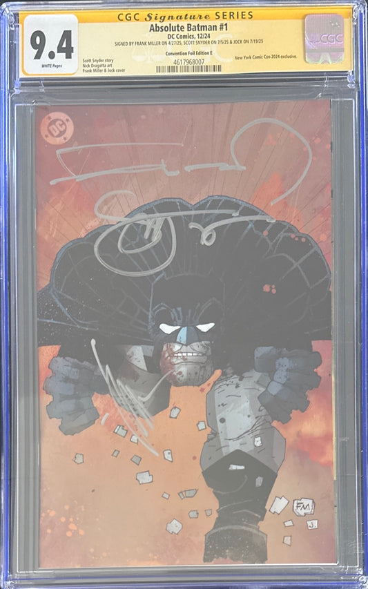ABSOLUTE BATMAN #1 MILLER FOIL VARIANT CGC SS 9.4 3X SIGNED