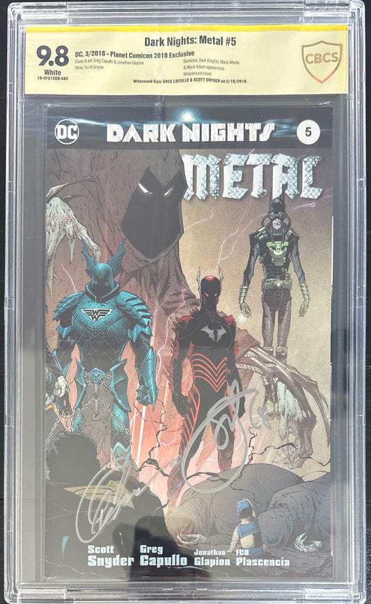 DARK NIGHTS: METAL #5 CAPULLO VARIANT CBCS 9.8 WITNESSED SIGNATURE BY SCOTT SNYDER, GREG CAPULLO